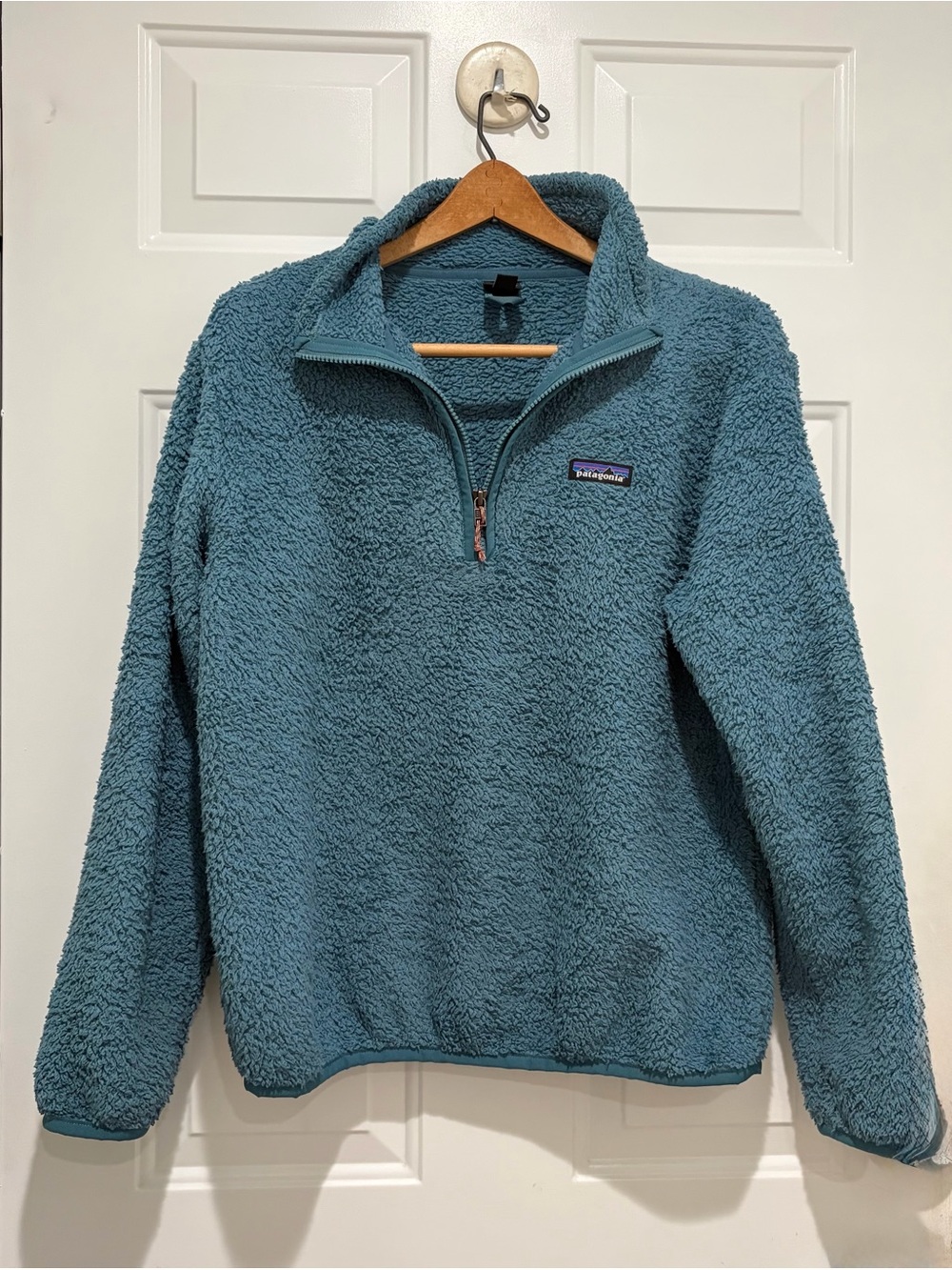 Patagonia Women's Teal Sherpa Half-Zip Pullover, Gorecore, medium